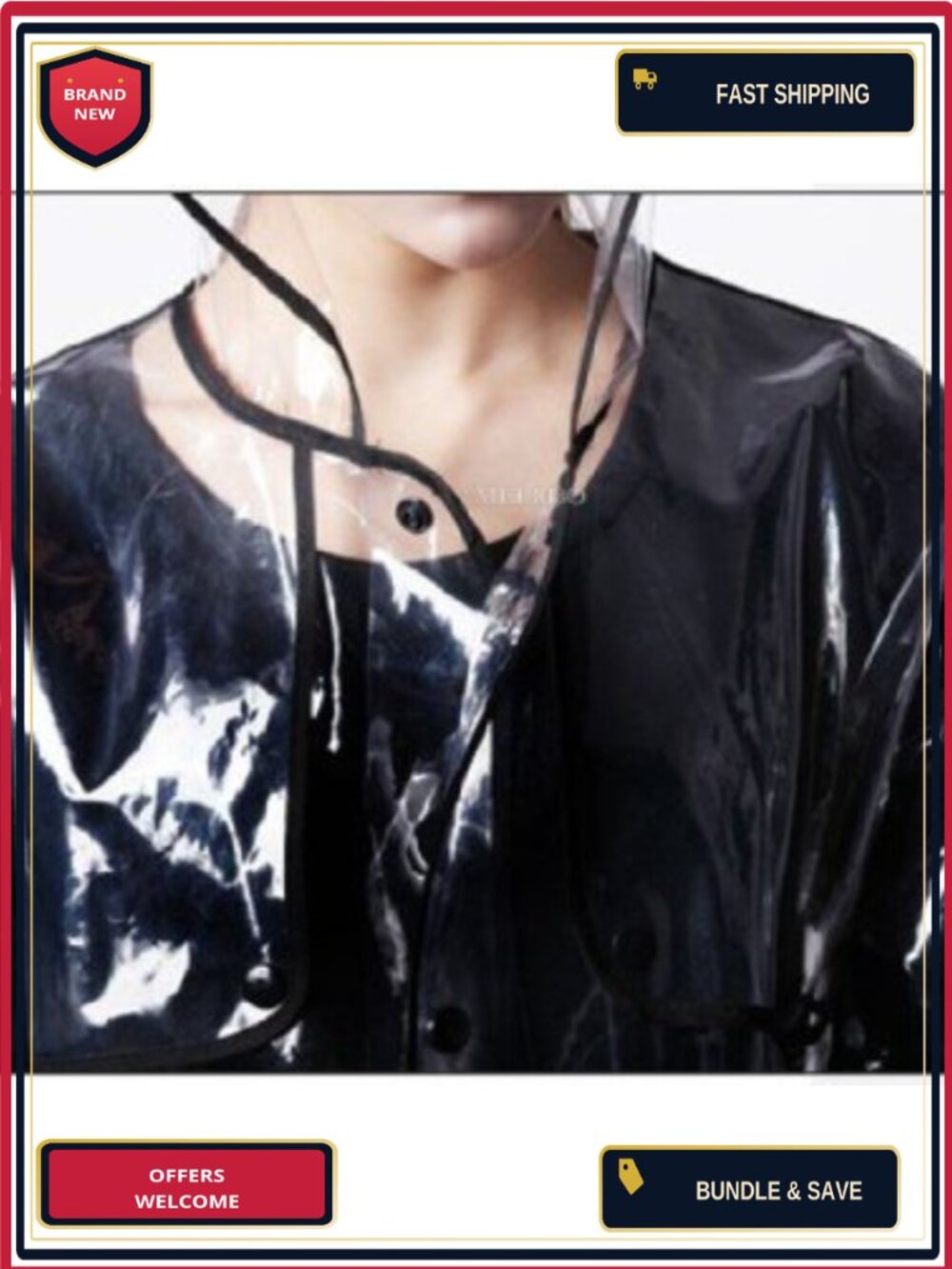 EVA Waterproof Raincoat Hooded Long Sleeve Recyclable - Picture 3 of 5